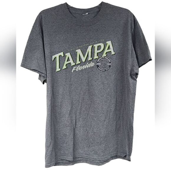 Men's Basic Graphic Print Tee - Gray Tampa Florida Sunshine State T-Shirt Large - Picture 1 of 3